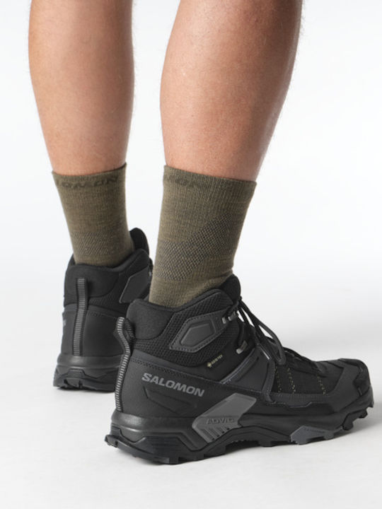 Salomon X Ultra 5 Mid Men's Waterproof Hiking Boots with Gore-Tex Membrane Black