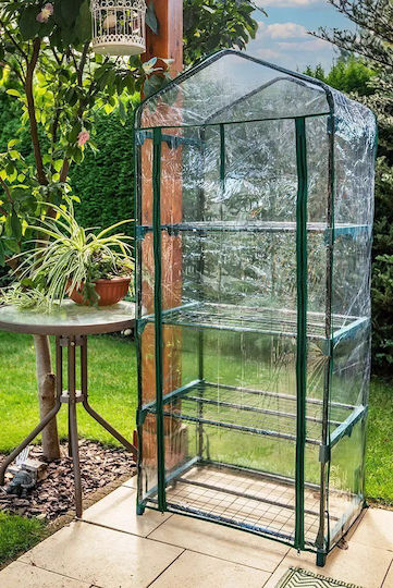 Neo Tools 15-901 Greenhouse House Type with Metal Frame and Shelves 0.69x0.49x1.6m
