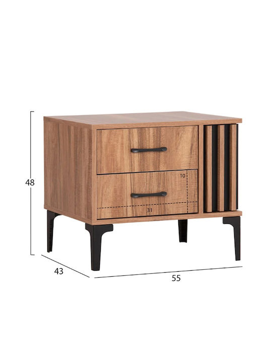 Schlafzimmer Set HARRY Natural Wood & Black 160x200cm 4Stück