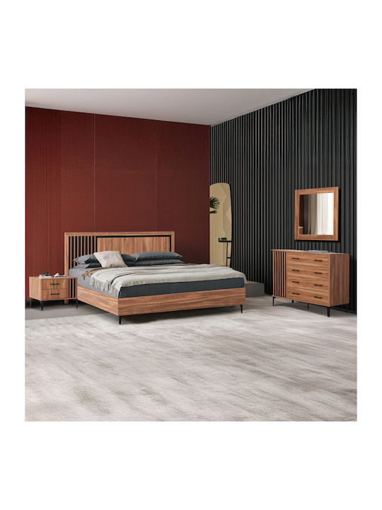 Schlafzimmer Set HARRY Natural Wood & Black 160x200cm 4Stück