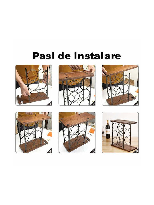 Cu picioare Suport pentru Sticle Sticlă Maro 34.5x34x16εκ.