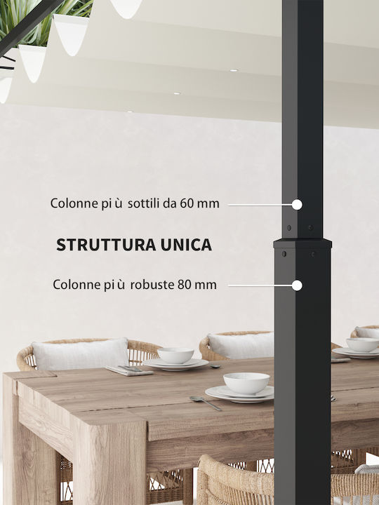 Outsunny Κιόσκι Κήπου Λευκό 3x3m