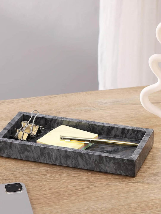 Navaris Marble Jewelry Storage Tray 25 X 12 X 3 Cm Black
