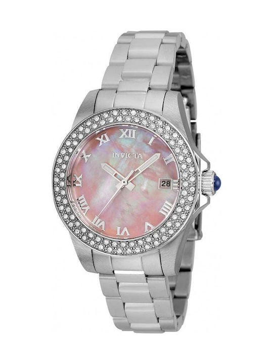 Invicta Angel Ceas Dama 34mm Cu Baterie Cu Brățară Din Metal Albă