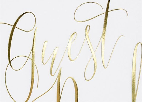 Party Deco Guest Book White Gold Lettering 20x24.5 Cm 22 Universal Pages