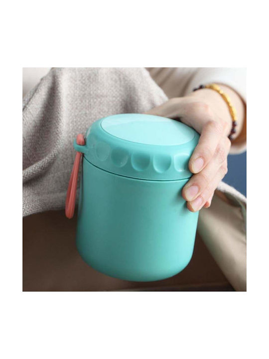 Bol Termic Siks Lingură pentru Supă Inclusă Fabricat din Oțel Inoxidabil 430 Ml Mini Termos Prânz Turcoaz