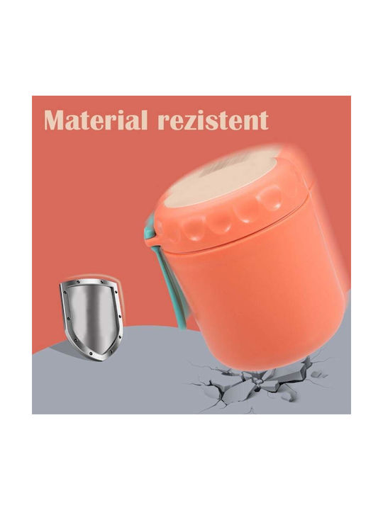 Bol Termic Siks cu Lingură pentru Supă Inclusă din Oțel Inoxidabil 430 Ml Mini Termos pentru Prânz Portocaliu