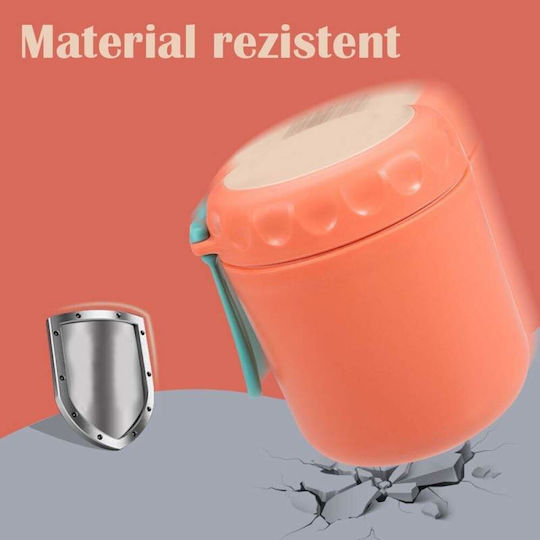 Bol Termic Siks cu Lingură pentru Supă Inclusă din Oțel Inoxidabil 430 Ml Mini Termos pentru Prânz Portocaliu