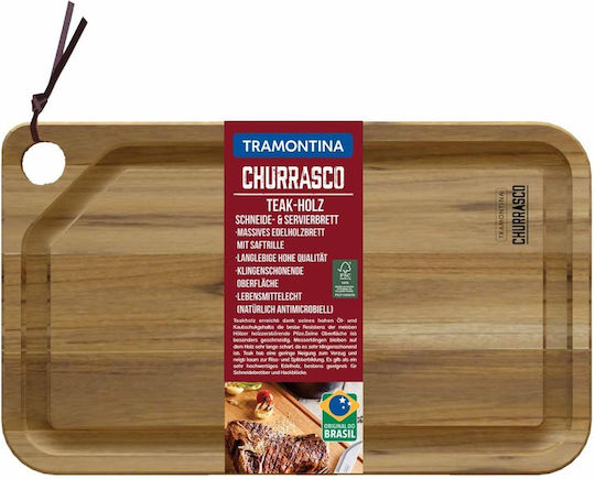 Placă de tăiat din lemn de tec 49x28x2.2 cm Churrasco Tramontina 13333352 Fabricată în Brazilia