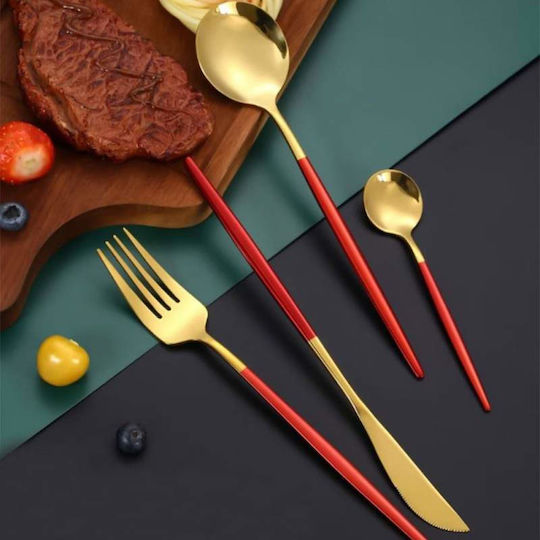 Cutlery Set Stainless Red 24pcs