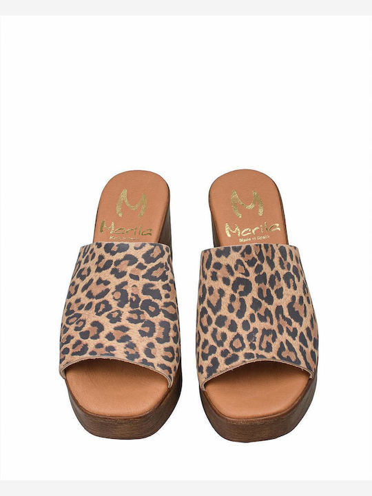 Mules with Heel in Brown Color