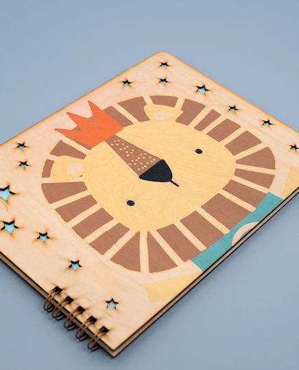 Handmade Guest Book with Lion Theme Made of Wood