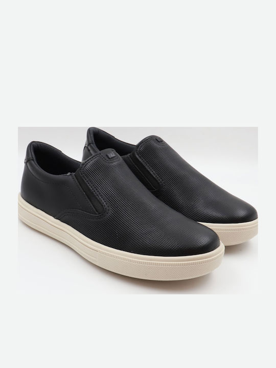 Δερμάτινα Ανδρικά Slip-On Μαύρα