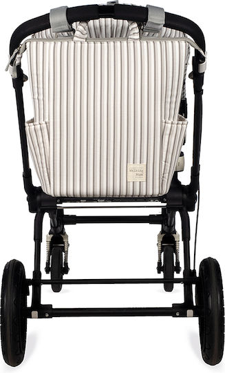 Walking Mum Walking Mum Backpack Diaper Bag Botton Stripes Gray 36x26x12cm