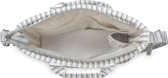 Walking Mum Walking Mum Shoulder Bag Changing Pad Botton Stripes Gray 44x29x12cm