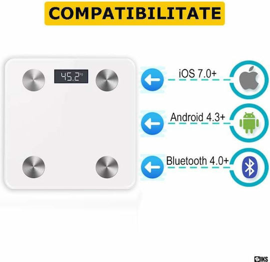 Smart Badezimmerwaage 180kg mit Bluetooth Weiße