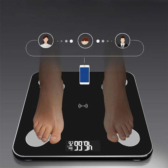 Smart Cântar de Baie 180kg cu Bluetooth Negru