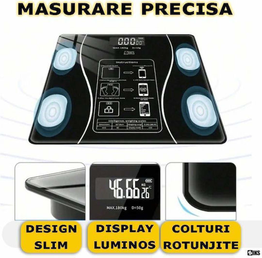 Smart Ζυγαριά 180kg με Bluetooth Μαύρη