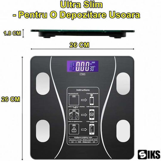 Smart Ζυγαριά 180kg με Bluetooth Μαύρη