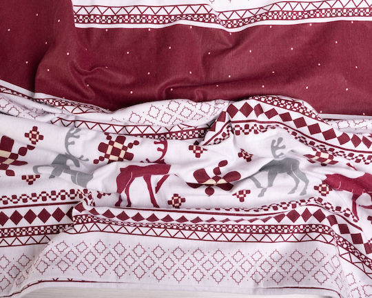 Matex Bettbezug-Set Baumwolle Einzelbett mit Kissenbezug 160x200 Rot