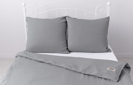 Matex Duvet Cover Set Cotton Single with Pillowcase 160x200 Dark Gray