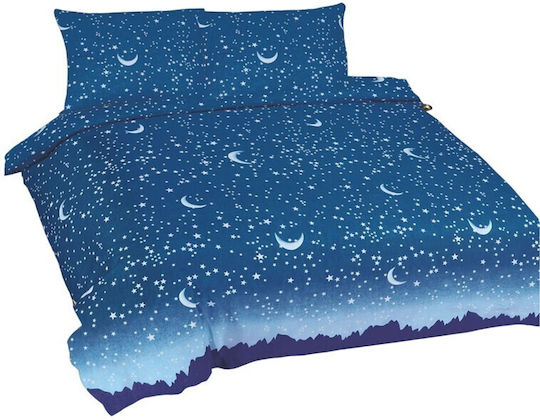 Matex Duvet Cover Set Cotton Queen with 2 Pillowcases 220x200 Blue