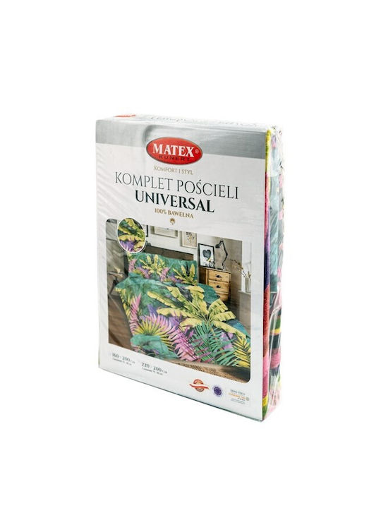 Matex Duvet Cover Set Cotton Single with Pillowcase 160x200 Multicolored