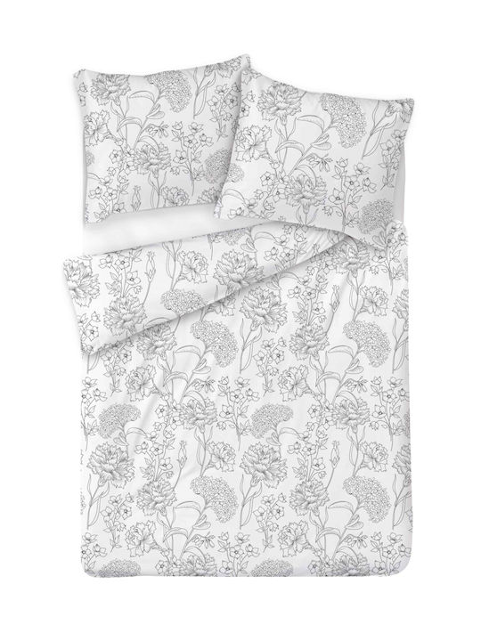 Matex Duvet Cover Set Cotton Queen with 2 Pillowcases 220x200 Gray