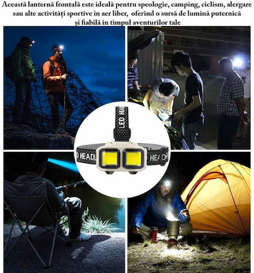 Lanternă frontală Siks LED profesională reîncărcabilă USB cu senzor de mișcare 4 moduri de iluminare 2 niveluri de luminozitate pentru pescuit vânătoare muncă indicator baterie Hx816s bej