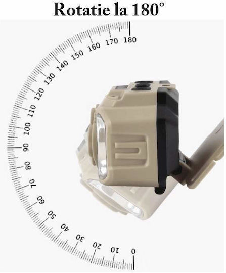 Lanternă frontală Siks LED profesională reîncărcabilă USB cu senzor de mișcare 4 moduri de iluminare 2 niveluri de luminozitate pentru pescuit vânătoare muncă indicator baterie Hx816s bej
