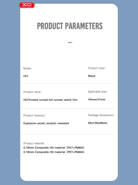XO FP1 3D Curved Screen Protector για το Apple Watch 41mm 1τμχ 16.001.0240