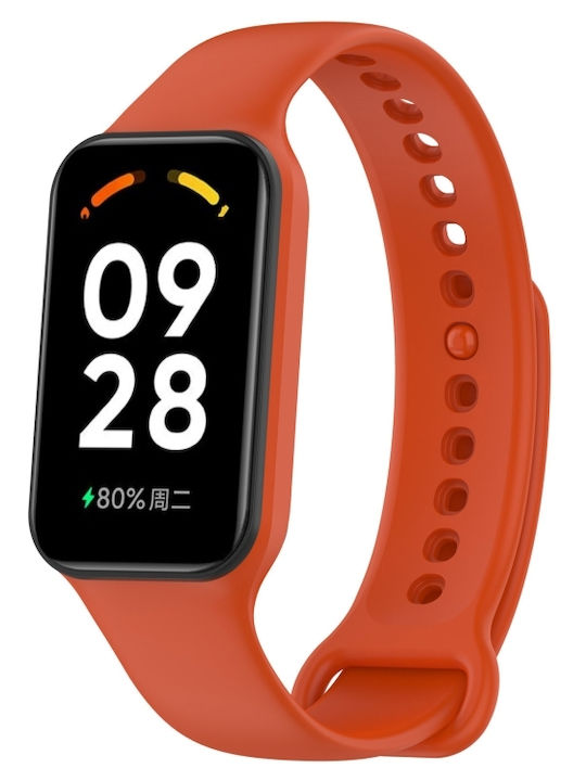 Xiaomi Mi Band 8 Active Solid Color Integrated Silicone Watch Strap Orange