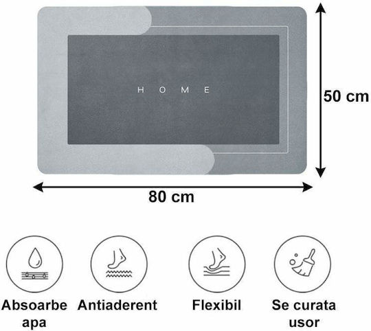 Rutschfest Badematte Rechteckig Gray 80x50cm