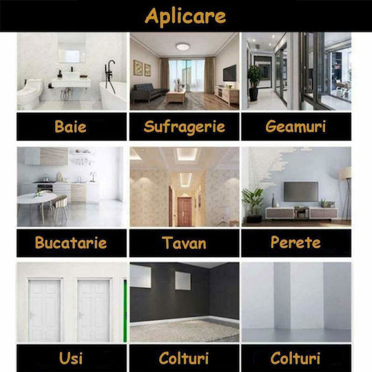 Bandă adezivă decorativă Siks Plăci Ceramice Mobilier Chiuvetă Rezistentă la Apă 6m X 7.5mm Sclipici Transparentă