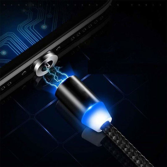 Siks 3in1 Magnetic Charging Cable Lightning Micro-usb Type-c Black
