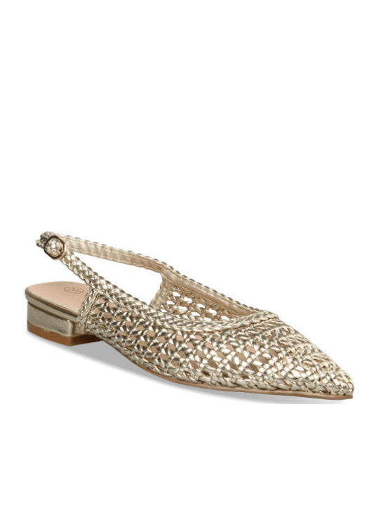Damen Ballerinas Slingback in Gold Farbe