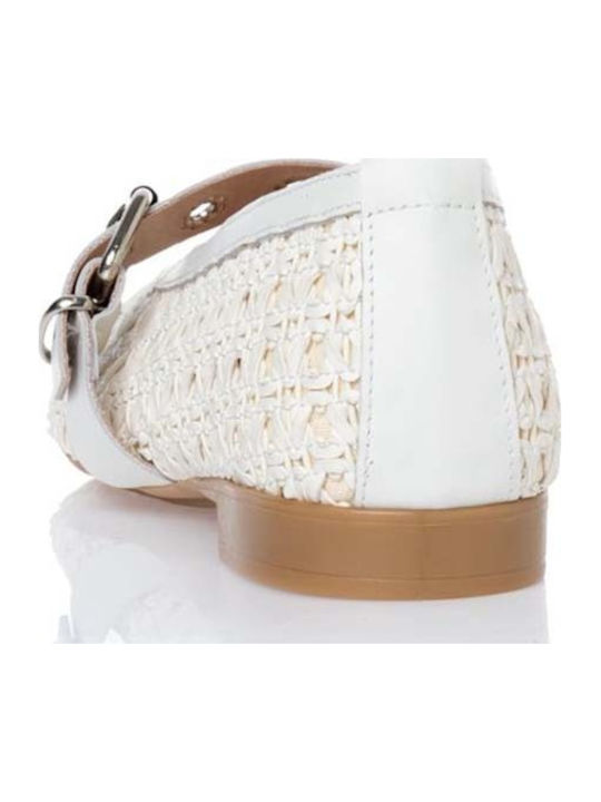 Lederne Damen Ballerinas in Weiß Farbe