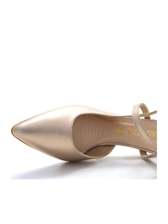 Leather Gold Heels with Strap