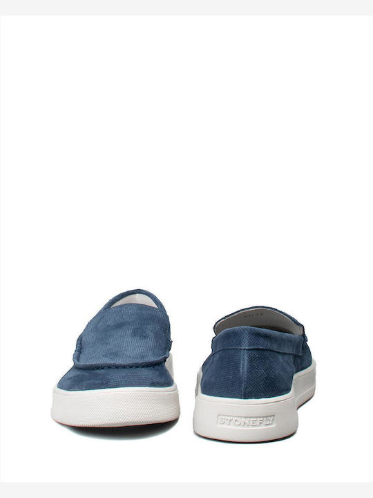 Velour Ανδρικά Loafers σε Μπλε Χρώμα