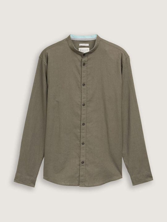 Long-sleeved Linen Shirt Olive