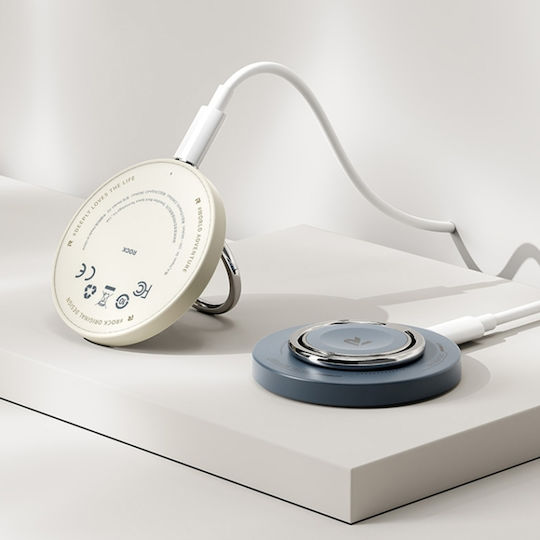 Rock W51 15W Magnetischer Ring 3 in 1 Kabelloses Ladegerät Weiß