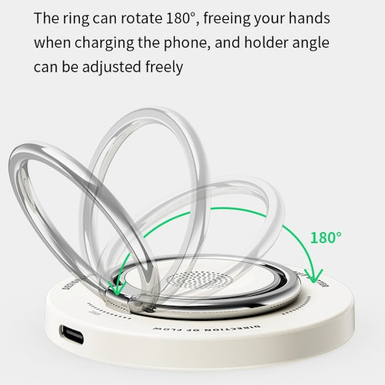 Rock W51 15W Magnetischer Ring 3 in 1 Kabelloses Ladegerät Weiß