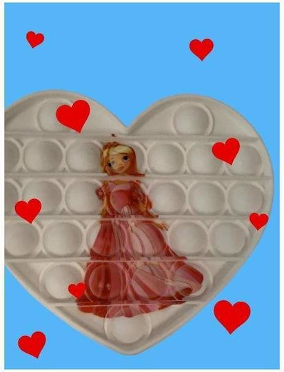 Siks Sensory Pop It Toy Silicone Bubbles Stress Relief Heart Shape Princess Design