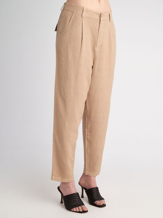 Pant Дамско Лен Панталон Light Beige