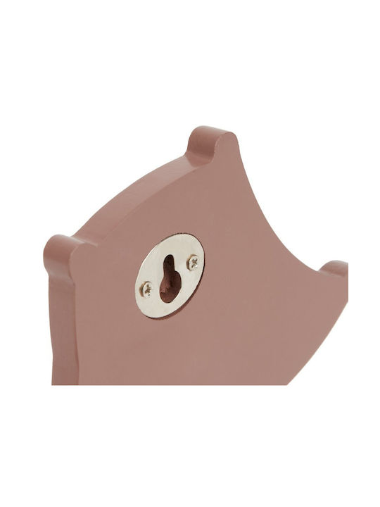 Bieco Wooden Kids Wall Hanger with One Hook Coffee 12.5x12x4cm