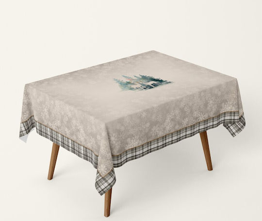 Cotton Club Christmas Tablecloth Fabric Beige L320xW140cm.