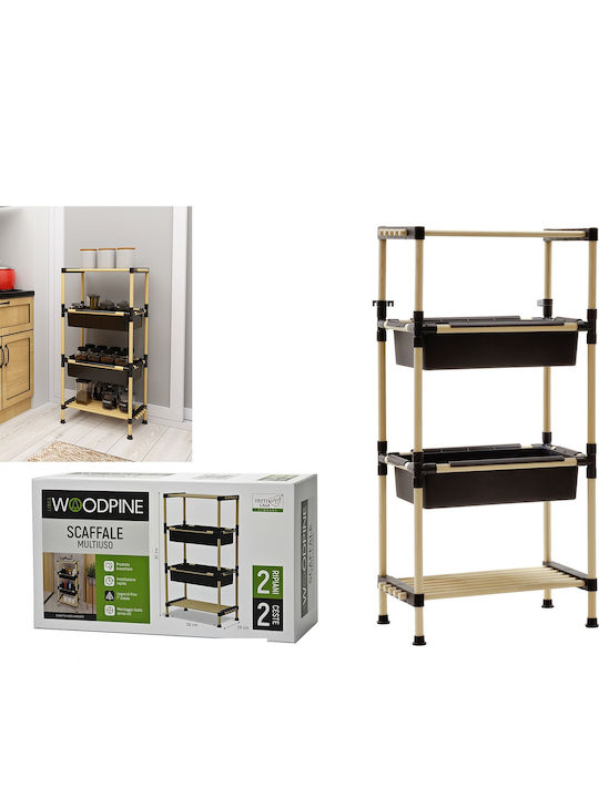 ArteLibre Woodpine Ραφιέρα Κουζίνας Ξύλινη 3 Θέσεων Μαύρη 50x28x92cm