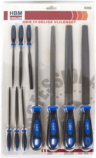 HBM Machines 9366 Set Limes cu Mâner 12buc