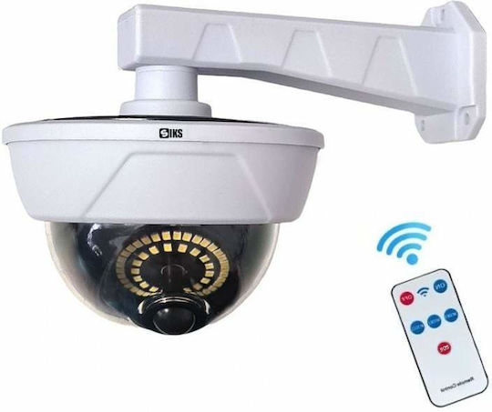 Solar Fake Camera Siks Tip Glob 55 Led Remote Control Motion Sensor White