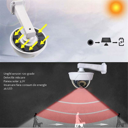 Solar Fake Camera Siks Tip Glob 55 Led Remote Control Motion Sensor White